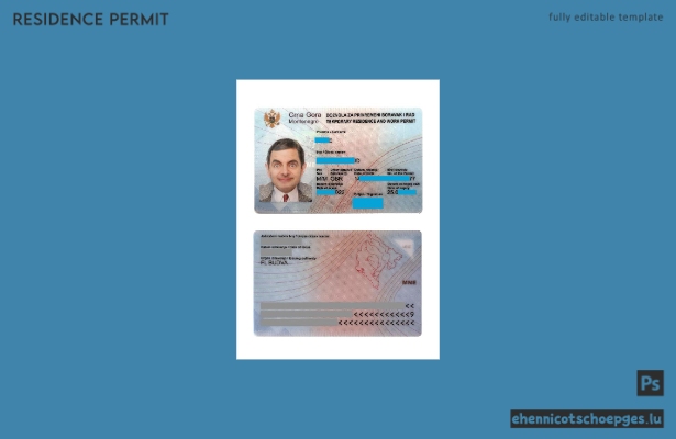 Beispiel einer Aufenthaltskarte für Montenegro
